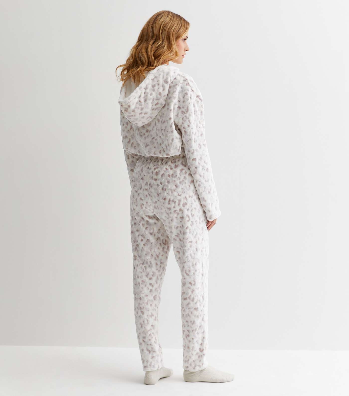 White Animal Print Cuffed Pyjama Joggers Image 4