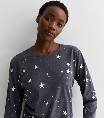 Tall Light Grey Pyjama Set with Star Print New Look