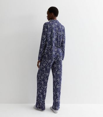 Tall Blue Revere Trouser Pyjama Set with Heart Print New Look