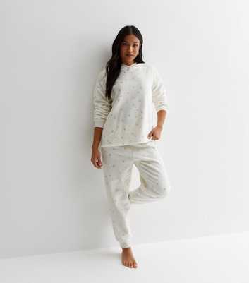 Petite White Pyjama Sweatshirt with Foil Star Print