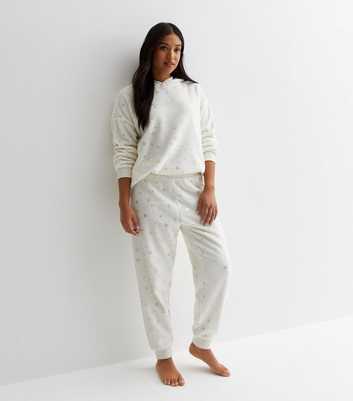 Petite White Pyjama Joggers with Foil Star Print
