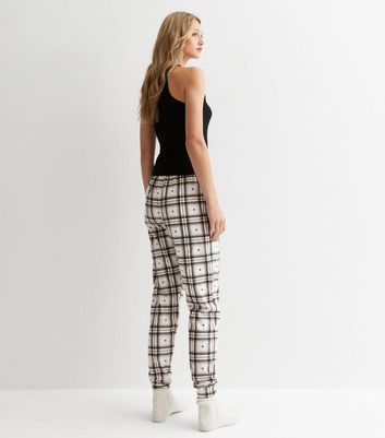 Black Cotton Cuffed Jogger Set with Check Print New Look