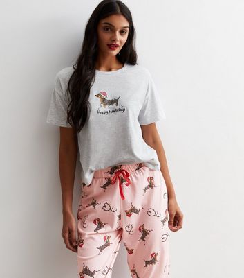 Grey Trouser Pyjama Set with Sausage Dog Print New Look