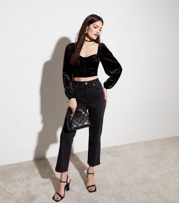 Black velvet best sale cropped pants