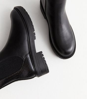 faux croc leather chelsea boots