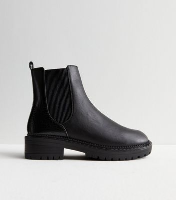 Black croc chunky chelsea ankle boot online