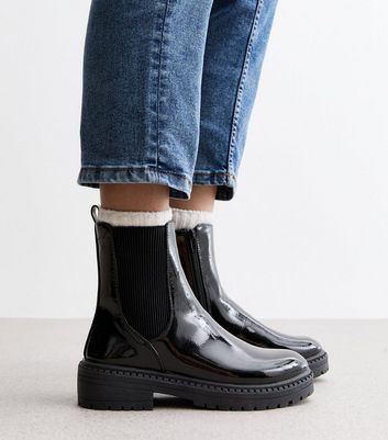 River island black patent ankle boots on sale