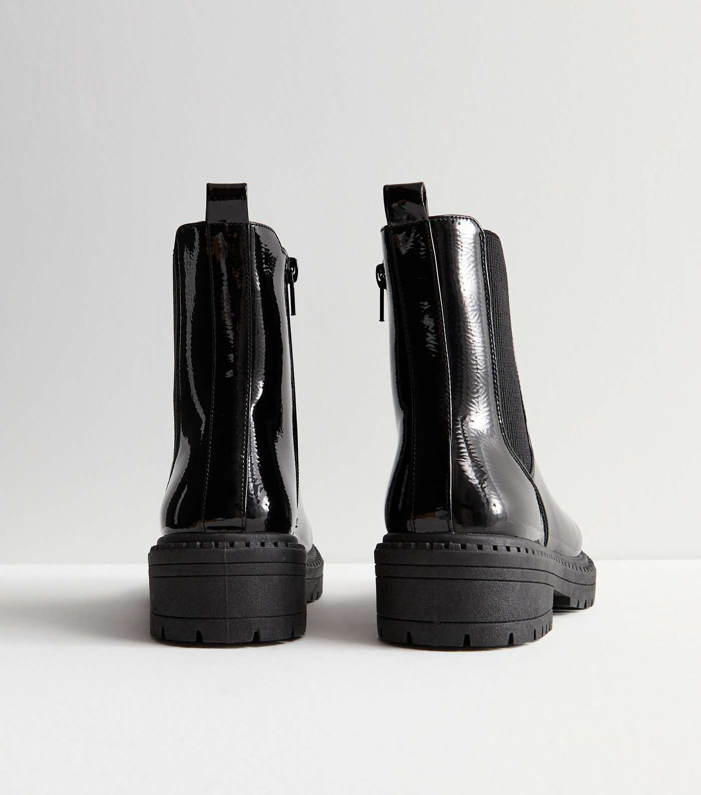 Black Patent Chunky Chelsea Boots Image 4