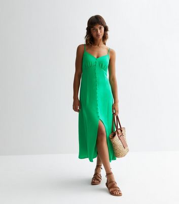 Buy Khaki Green Midi Strappy Summer Slip Dress from the Next UK