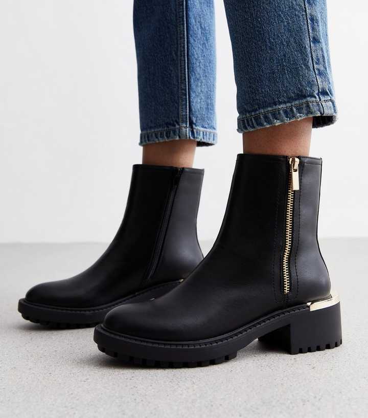 demonstration Hvile Meander Black Leather-Look Chunky Chelsea Boots | New Look