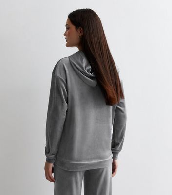 Grey velour hoodie sales women's