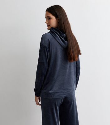 Navy best sale velour hoodie