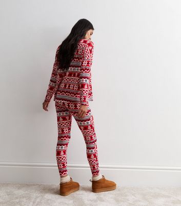 Red Soft Touch Leggings Family Pyjama Set with Fair Isle Print New Look
