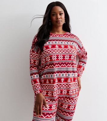 Curves White Leggings Family Pyjama Set with Fair Isle Print New Look