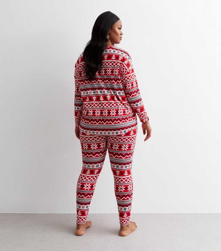 Curves White Leggings Family Pyjama Set with Fair Isle Print