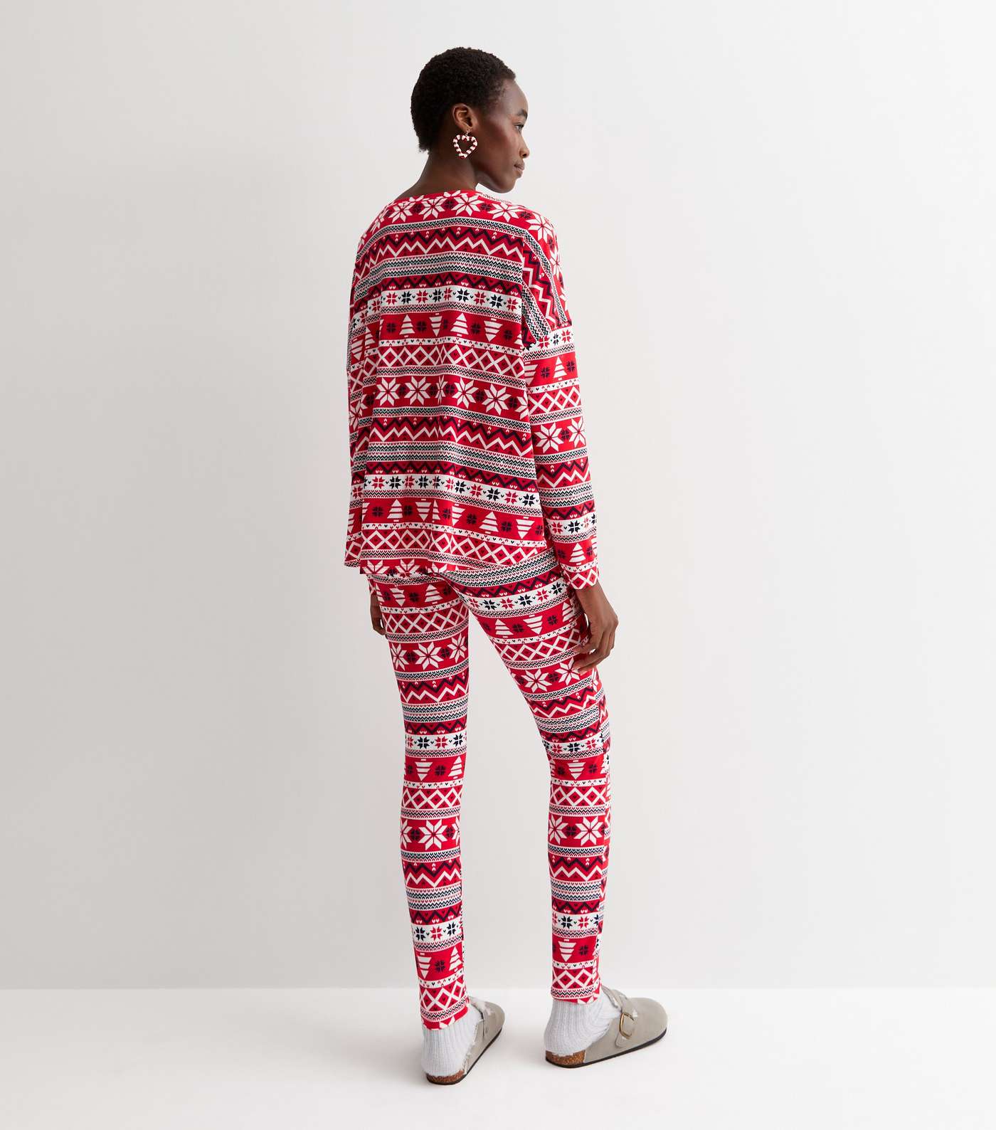 Tall Red Soft Touch Christmas Family Pyjama Set with Fair Isle Pattern Image 5