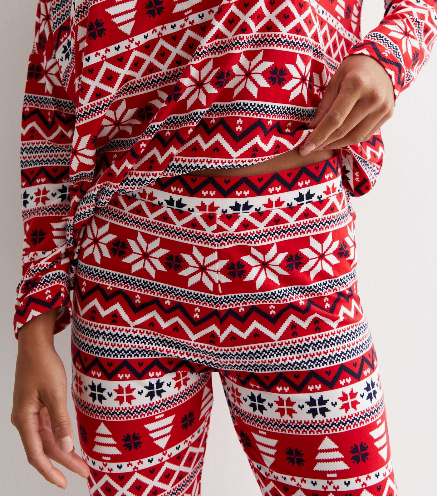 Petite Red Soft Touch Christmas Family Pyjama Set with Fair Isle Print Image 3