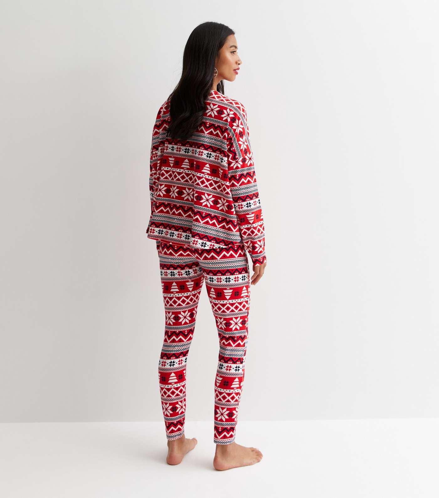 Petite Red Soft Touch Christmas Family Pyjama Set with Fair Isle Print Image 5