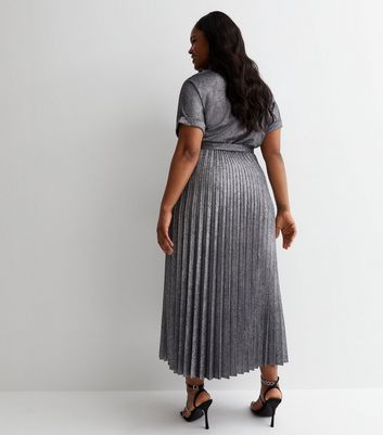 Metallic pleated wrap discount skirt