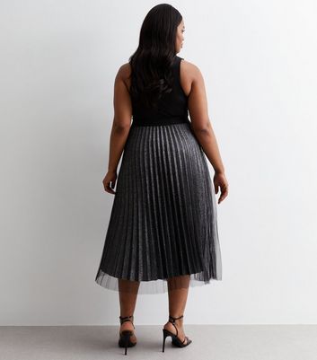 Metallic pleated outlet skirt plus size