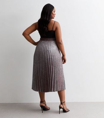 Metallic pleated skirt on sale burgundy