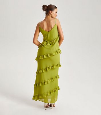 Lime green 2025 ruffle dress