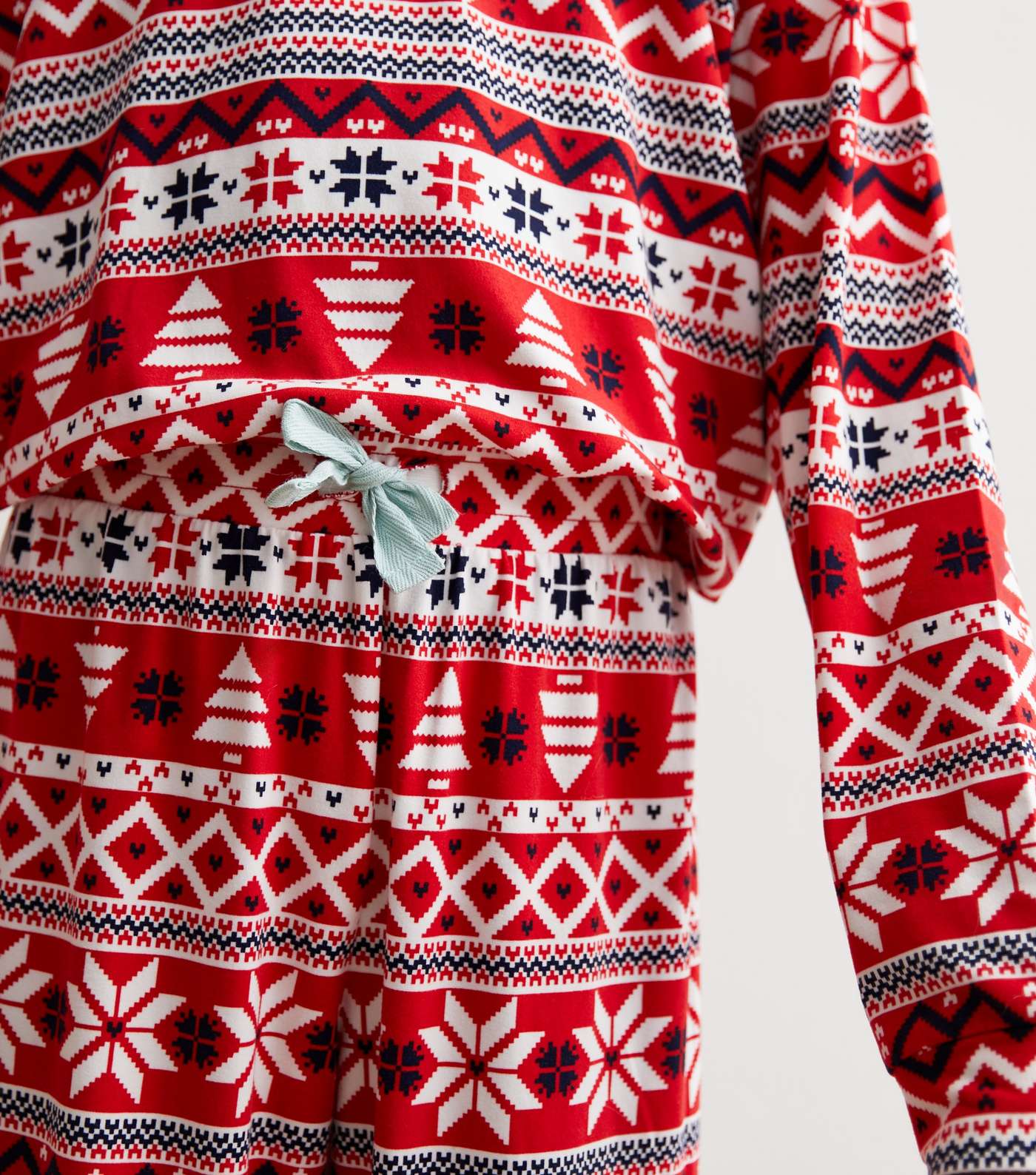 Boys Red Jogger Christmas Family Pyjama Set with Fairisle Print Image 5