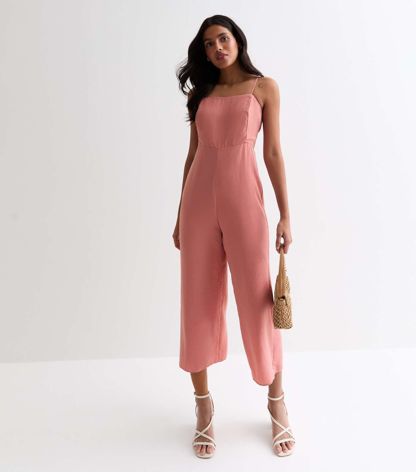 Pink Tie Back Strappy Jumpsuit Image 3