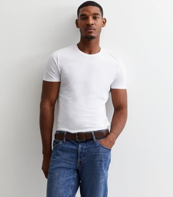 Men's Tan Leather-Look Belt New Look