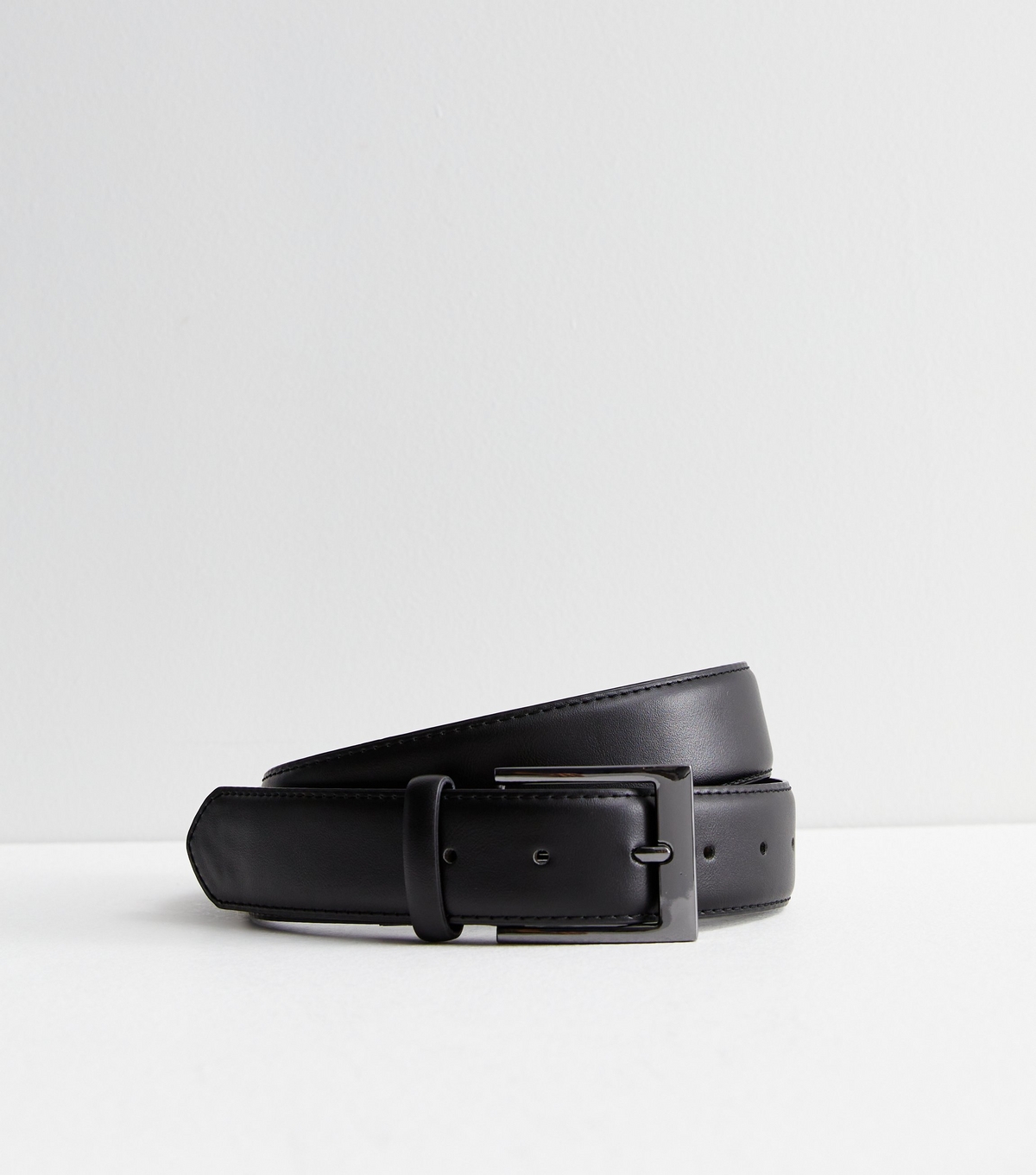 Men's Black Faux Leather Buckle Belt New Look