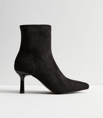 Black Suedette Stiletto Heel Sock Boots | New Look