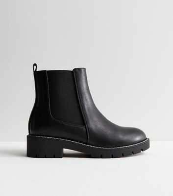 Extra Wide Fit Black Leather-Look Chelsea Boots