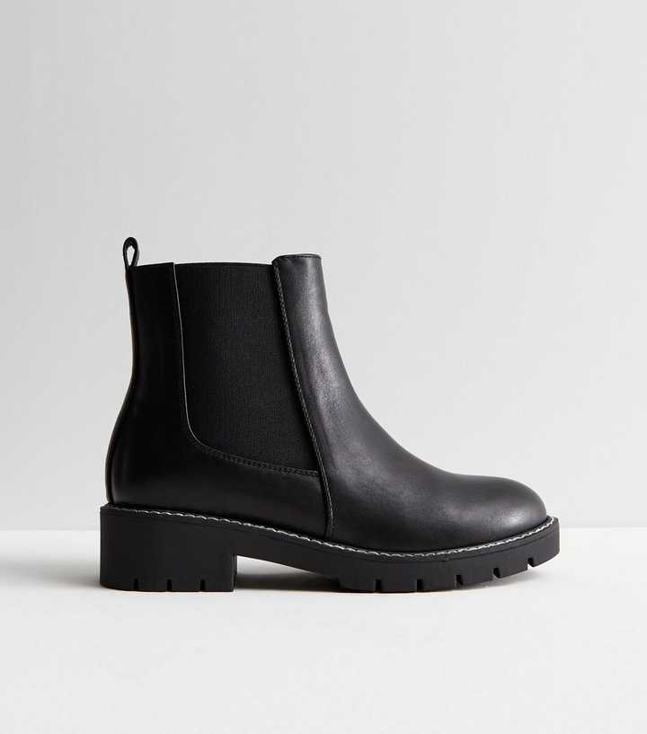 form Vil ikke Egypten Extra Wide Fit Black Leather-Look Chelsea Boots | New Look