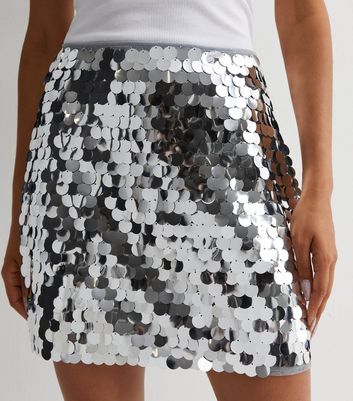 Large silver shop sequin skirt