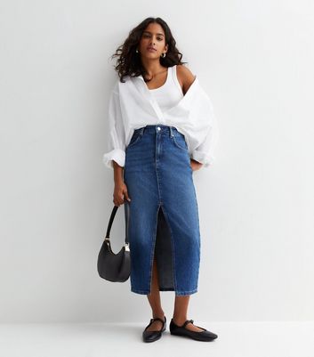 Long denim skirt on sale petite