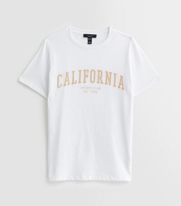 Petite White Cotton California Logo T-Shirt New Look