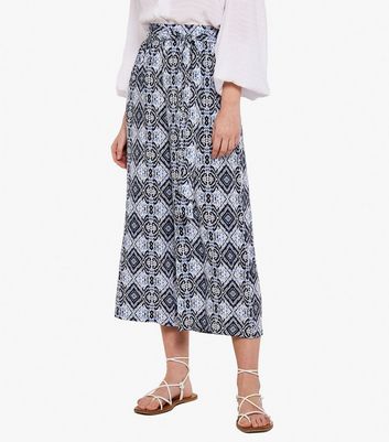Apricot Navy Abstract Wide Leg Crop Trousers New Look