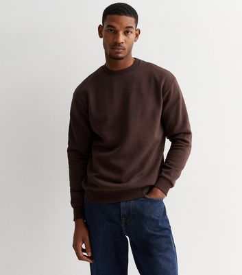 Jack Jones Dark Brown Jersey Crew Neck Sweatshirt New Look