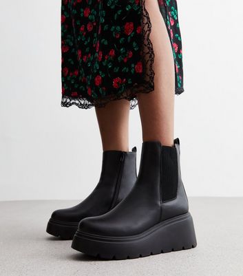 Black platform wedge outlet ankle boots