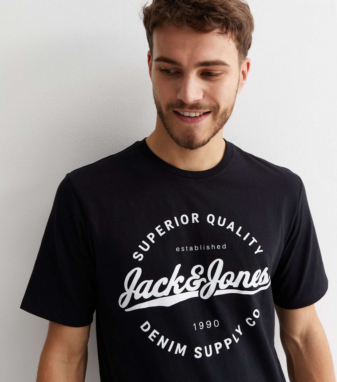 Jack & Jones Black Crew Neck Logo T-Shirt Image 2