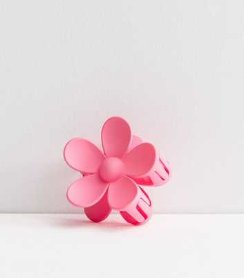 Bright Pink Flower Bulldog Claw Clip