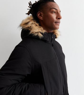 Mens faux cheap fur hooded jacket