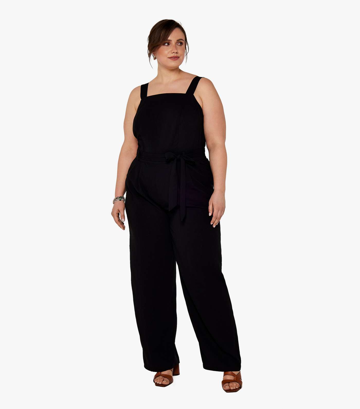 Apricot Curves Black Strappy Dungaree Jumpsuit Image 2