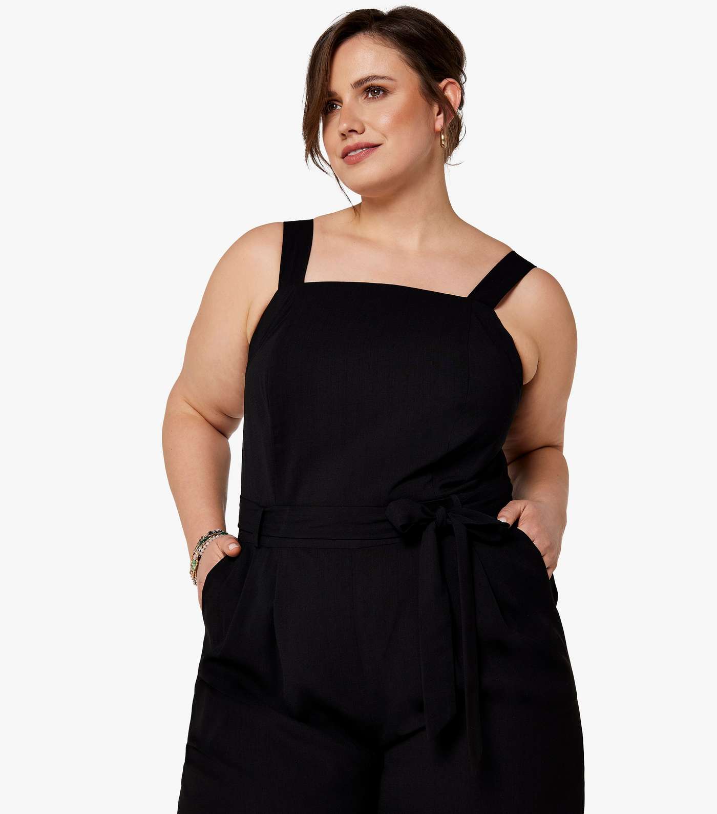 Apricot Curves Black Strappy Dungaree Jumpsuit Image 4