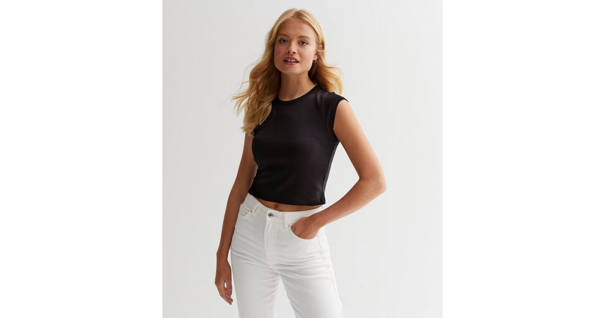 Black Cotton Cap Sleeve T-Shirt | New Look
