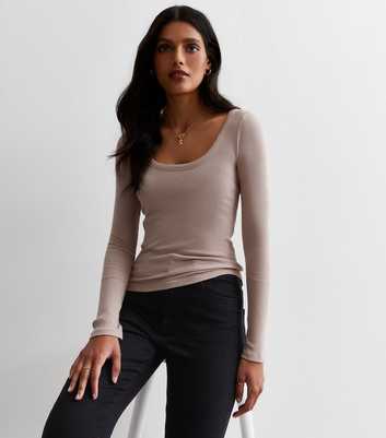 Mink Ribbed Scoop Neck Top