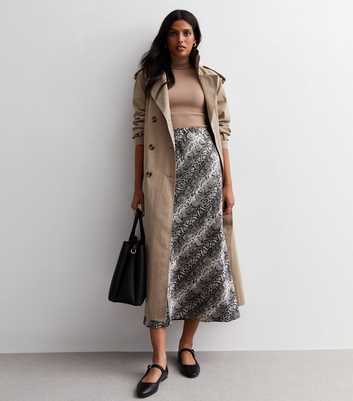 Light Grey Snakeskin Satin Midaxi Skirt