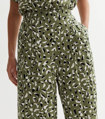 Green Abstract Wide Leg Trousers New Look
