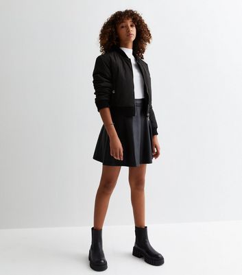 Black leather mini skirt youth hotsell