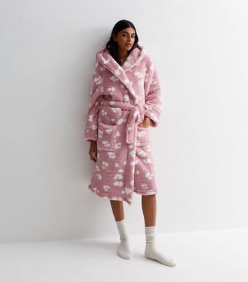 Pink Animal Print Teddy Dressing Gown New Look